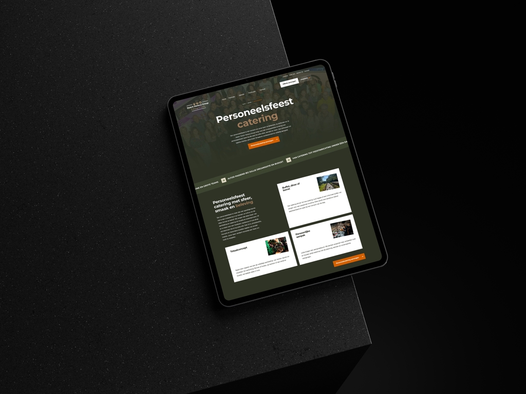Modern webdesign voor maatwerk website met cateringdiensten.