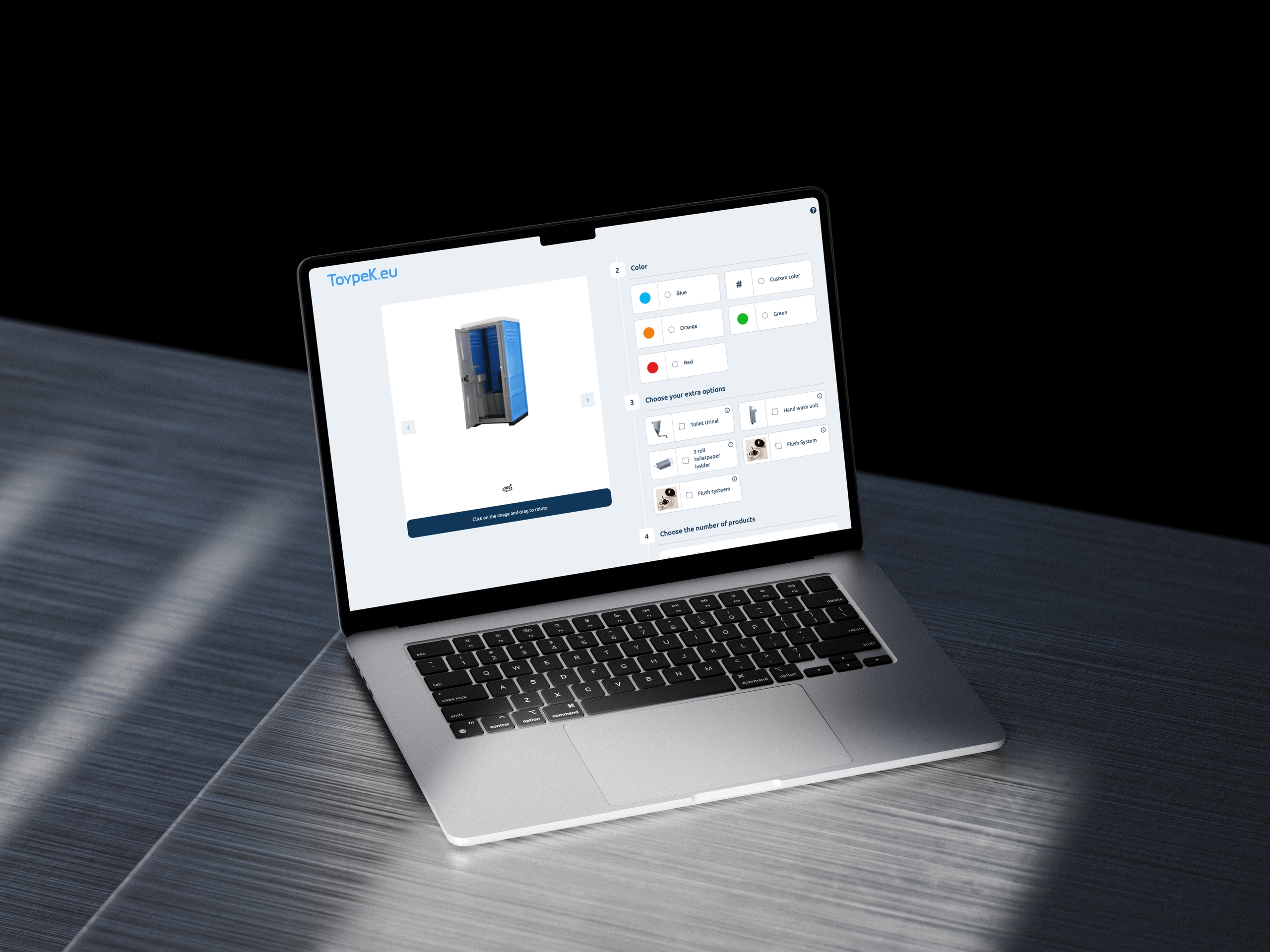 Visuele productconfigurator laten maken voor maatwerk oplossingen op laptop.