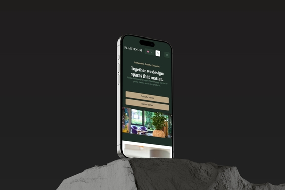 Moderne website op maat voor een designbedrijf met duurzame producten.