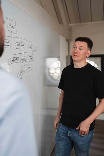 Procesanalyse op het whiteboard voor een maatwerk ERP